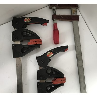 Bar and F Clamps -Lot Of Three