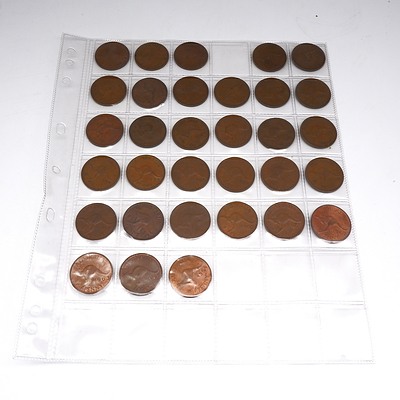 Collection of Australian Pennies, Various dates from 1911- 1964