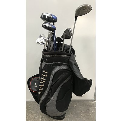 Set Of Golf Clubs In Maxfli Bag