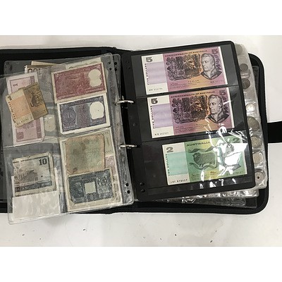 Large Collection of Australian & Foreign Notes and Coins - in Folder
