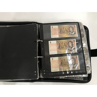 Large Collection of Australian & Foreign Notes and Coins - in Folder