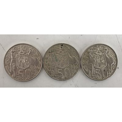 1966 Round 50c Pieces - Lot of 3