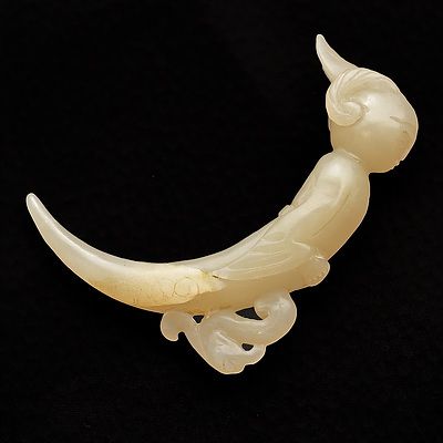 Antique Chinese Jade Pendant Figure of an Apsara, Possibly Ming Dynasty or Earlier
