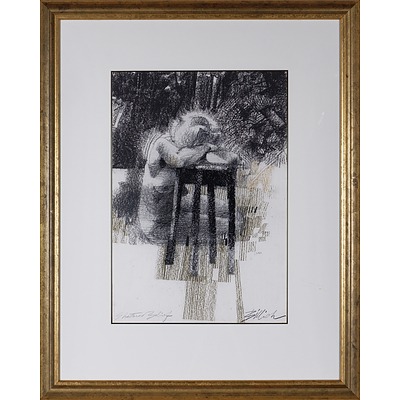 Charles Billich (born 1934), Shattered Belief, Charcoal on Paper