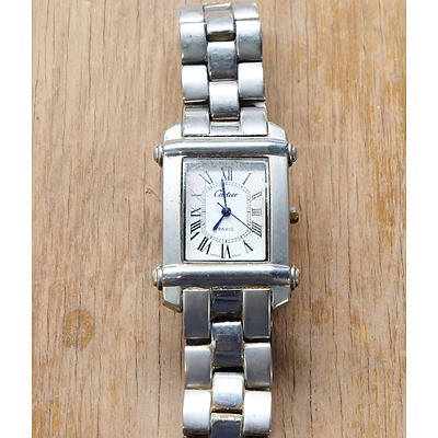 Japanese Silver Plated Cast Metal Trinket Box and Tank Watch Marked Cartier Paris