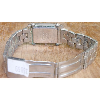 Japanese Silver Plated Cast Metal Trinket Box and Tank Watch Marked Cartier Paris