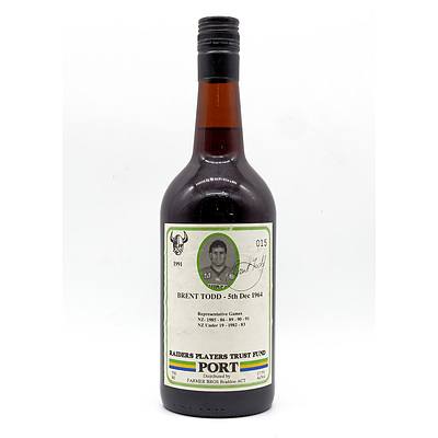 Vintage Canberra Raiders Players Trust Fund 1991 Commemorative Port - 'Brent Todd'