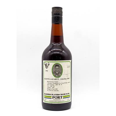 Vintage Canberra Raiders Players Trust Fund 1991 Commemorative Port - 'Glen Lazarus'