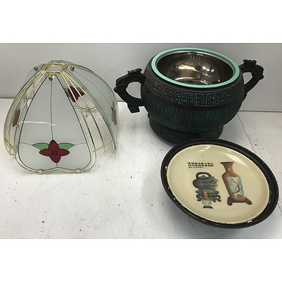 Oriental Rice Warmer and Glass Panel Light Shade