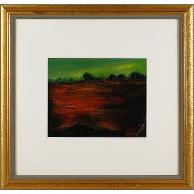 Pro Hart (1928-2006), Outback Plain, Oil on Paper on Board