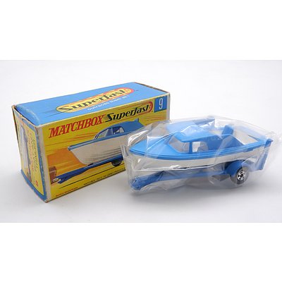 Vintage Matchbox Superfast No 9 'Boat and Trailer'