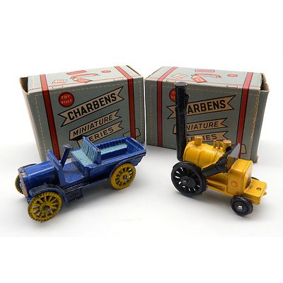 Two Vintage Charbens Miniature Series Models - No 20 1910 Lancaster and No 15 1850 Rocket Trailer (2)