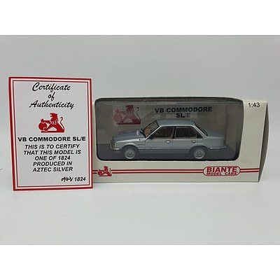 Biante - Holden VB Commodore SL/E Aztec Silver in Display Case 943/1824 1:43 Scale Model Car