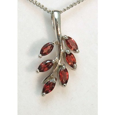 Sterling Silver Natural Garnet Pendant