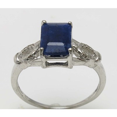 Sterling Silver Sapphire & Diamond Ring
