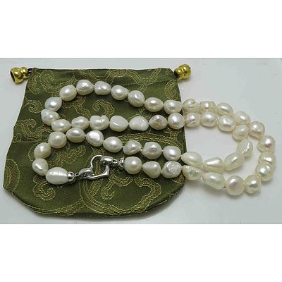 Necklace of Large Cultured Pearls: 10-14mm Long