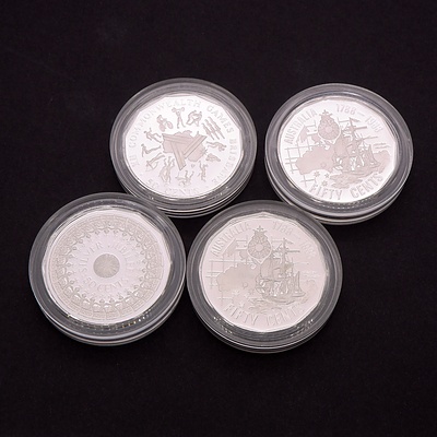 Four Silver Proof 50 Cent Coins, Ex Master Piece Sets
