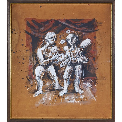William Fletcher (1924-1983), Dancers, Ink and Watercolour on Paper