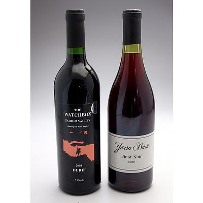 Yarra Burn 1989 Pinot Noir and The Watchbox Indigo Valley 2004 Durif - Two Bottles (2)