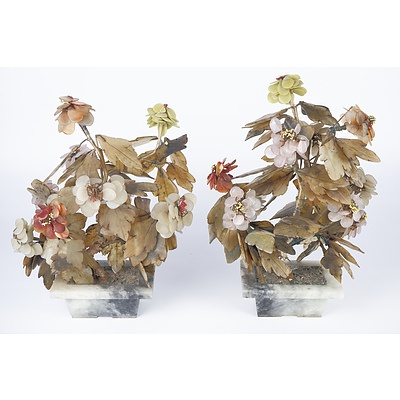 Pair of Chinese Hardstone ‘Jade’ Trees