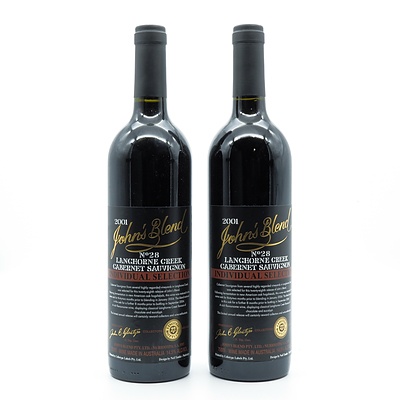 John Glaetzer John's Blend No 28 2001 Cabernet Sauvignon - Lot of Two Bottles (2)