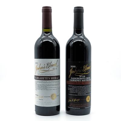John Glaetzer John’s Blend 2002 No. 8 Margarete’s Shiraz and No 28 2001 Cabernet Sauvignon- Lot of Two Bottles (2)
