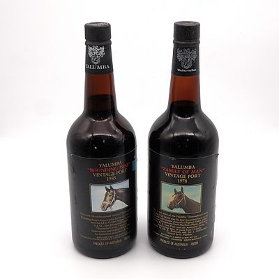 Yalumba Racing Series Vintage Port 'Family of Man' 1978 and 'Bounding Away' 1985 (2)