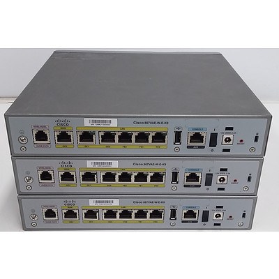 Cisco (C867VAE-W-E-K9 V01) 860 Series Integrated Services Wireless Router - Lot of Three