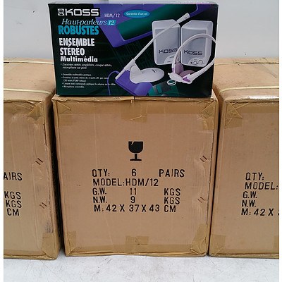 Koss HDM12 Multimedia Stereo Package - Brand New - Lot of 18 RRP $420+