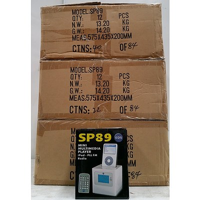 EDS SP89 Mini Multimedia Player With iPod Dock & FM PLL Radio - Lot of 36 - RRP $1000+ - Brand New