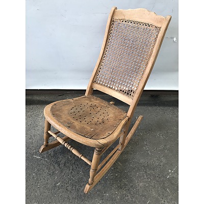 Antique Cane Back Rocking Chair