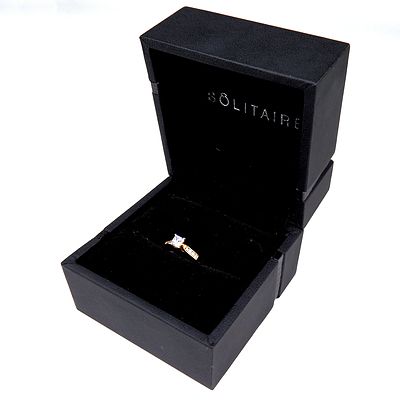 18ct Rose Gold Ring with Princess Cut Diamond 0.51ct (G VS2) with Four Princess Cut Diamonds on Either Side
