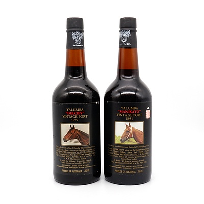 Yalumba Racing Series Port - Dulcify 1979 and Manikato 1981 - Lot of Two Bottles (2)