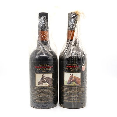 Yalumba Racing Series Port - Kingston Town 1980 and Manikato 1981 - Lot of Two Bottles (2)