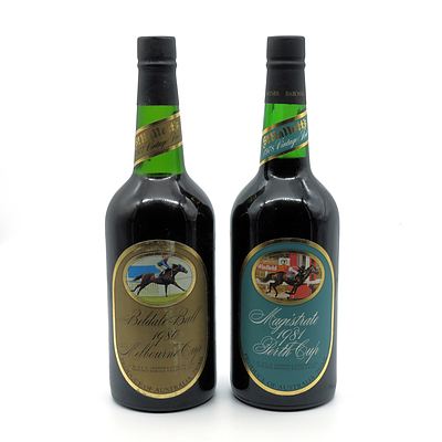 St Halletts Racing Series Port - Magistrate 1981 Perth Cup and Belldale Ball 1980 Melbourne Cup - Lot of Two Bottles (2)