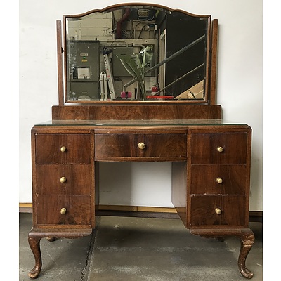 Circa 1940's Walnut Mirrored Dressing Cabinet