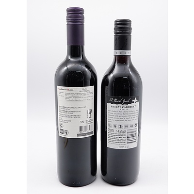 Casillo Del Diablo Chile 2014 Merlot and Outback Jack 2015 Shiraz Cabernet - Lot of Two Bottles (2)