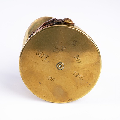 Antique Trench Art Officer's Cap with Rising Sun Badge - Made From 1915 90mm Mortar Shell Base
