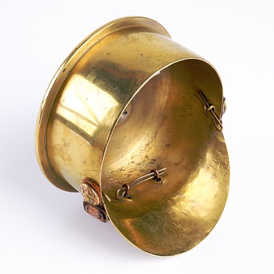 Antique Trench Art Officer's Cap with Rising Sun Badge - Made From 1915 90mm Mortar Shell Base