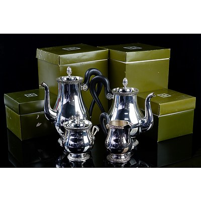 Christofle France Malmaison Pattern Four Piece Silverplate Tea and Coffee Service
