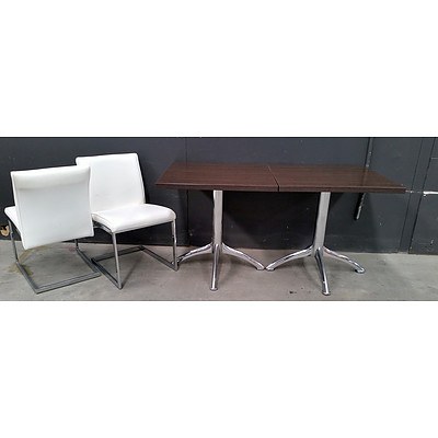 Bartoli Design Italian Design Wood Laminate Indoor Cafe Table With Four Chairs -Lot Of Five 