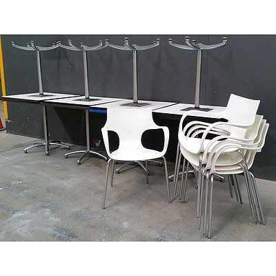 Wood Laminate Cafe Tables -8 Tables with 18 Chairs 