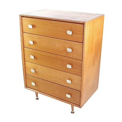 Retro Alrob Five Drawer Chest on Cigar Legs