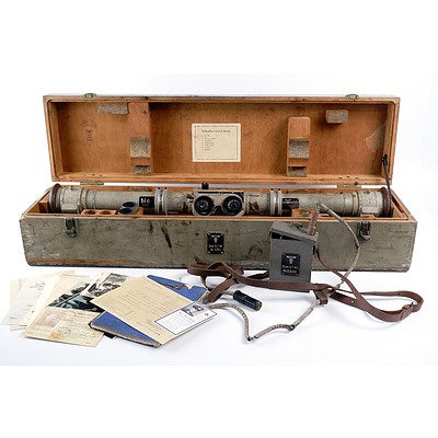 German WW II Range Finding Telescope in Original Timber Case
