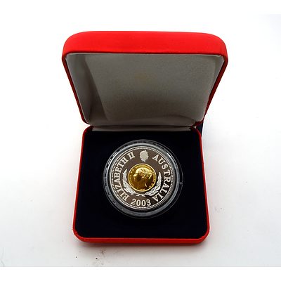 RAM Sydney Mint Pattern 150 Years .999 Silver and 24ct Gold Plated $10 Coin