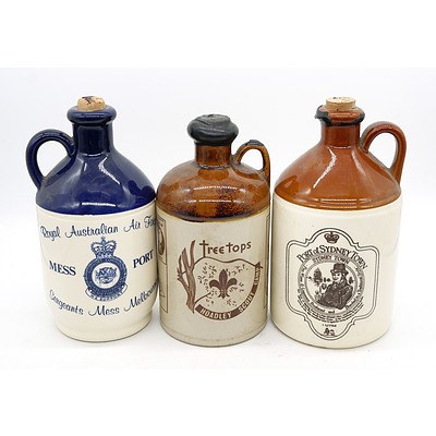 Three Vintage Stoneware Port Decanters - No Contents (3)