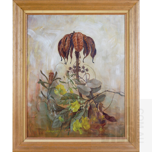 William Fletcher (1924-1983), Native Australian Flowers 1967, Oil on Board, 50 x 40 cm