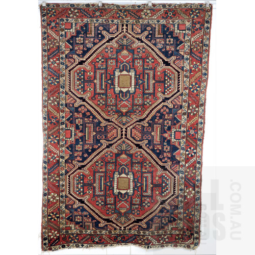 Very Interesting Antique Caucasian North West Persian Transitional Zone Hand Knotted Wool Rug