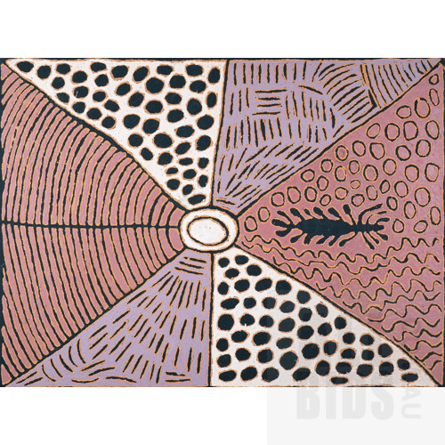 Josephine Naparrula (born c1948, Tingari language group), Untitled, Acrylic on Linen, 91 x 122 cm