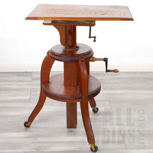 Antique Oak Adjustable Large Format Bellow Camera Stand